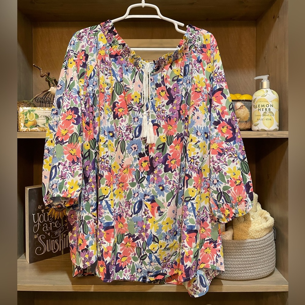 Colorful light weight blouse with floral pattern